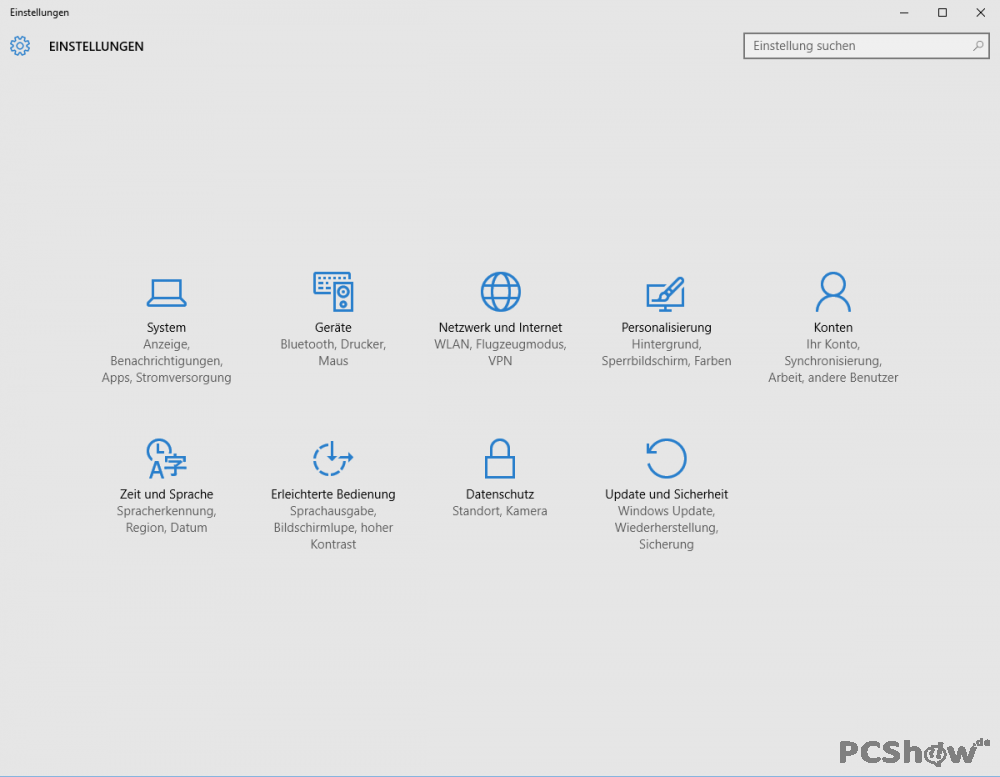 Windows 10 Einstellungen