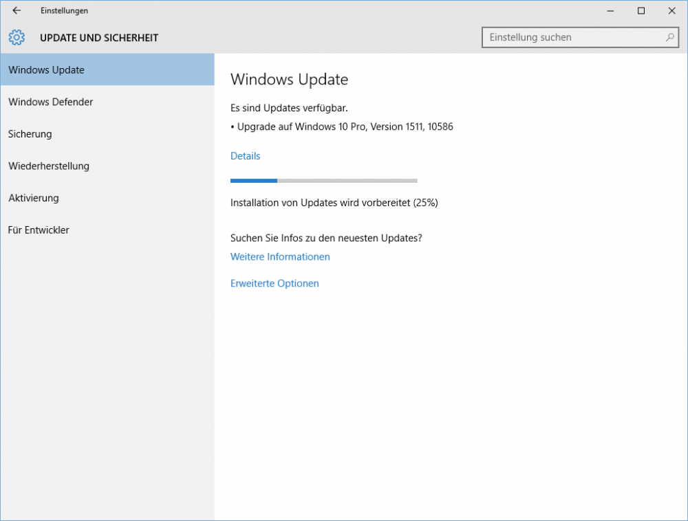 Windows 10 Update 1511 Vorbereitung