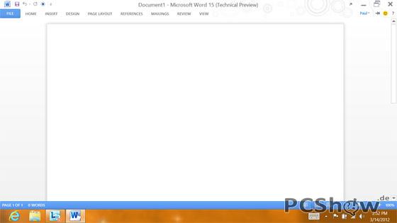 Office 15 Technical Preview: Word-Dokument