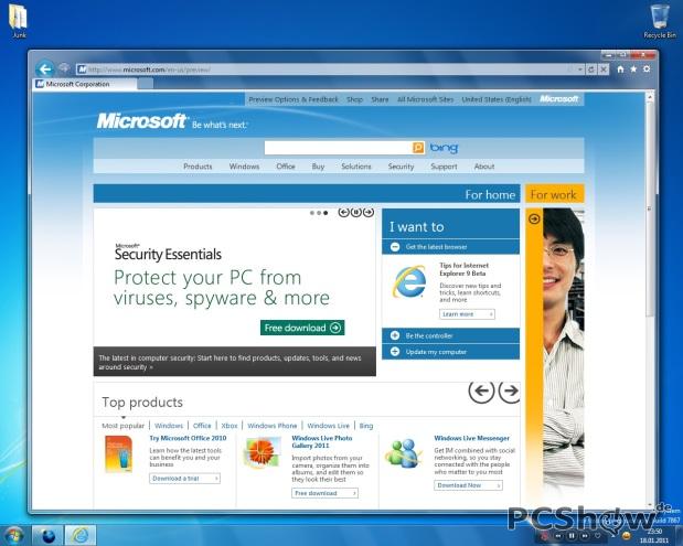 Erste Screenshots von Windows 8: IE 9