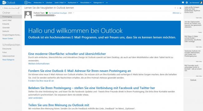 Webmail-Dienst Outlook.com von Microsoft