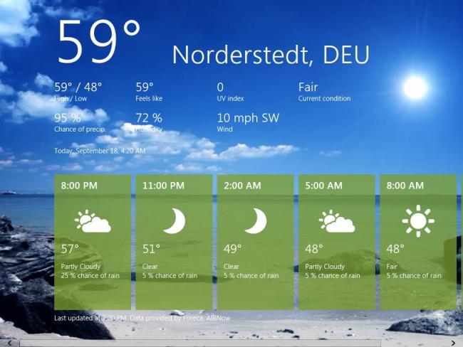 Windows 8 DP: Wetter-App