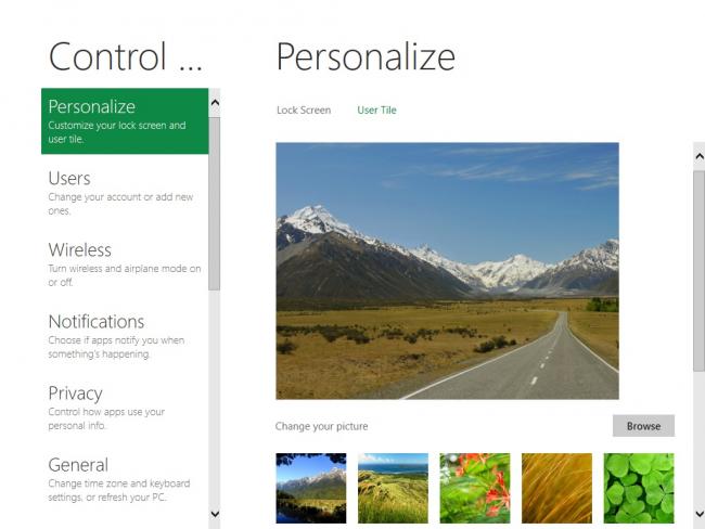 Windows 8 DP: Systemsteuerung - Personalisierung