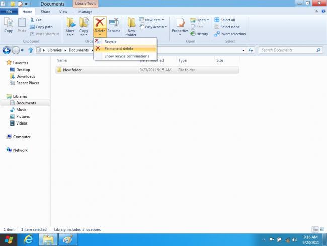 Windows 8 DP: Windows Explorer - Home