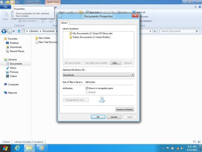 Windows 8 DP: Windows Explorer - Dokumenteneigenschaften