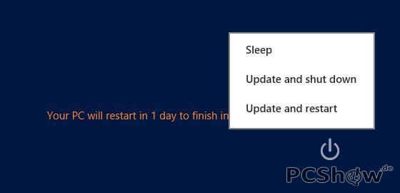 Updatehinweis in Windows 8 beim Herunterfahren