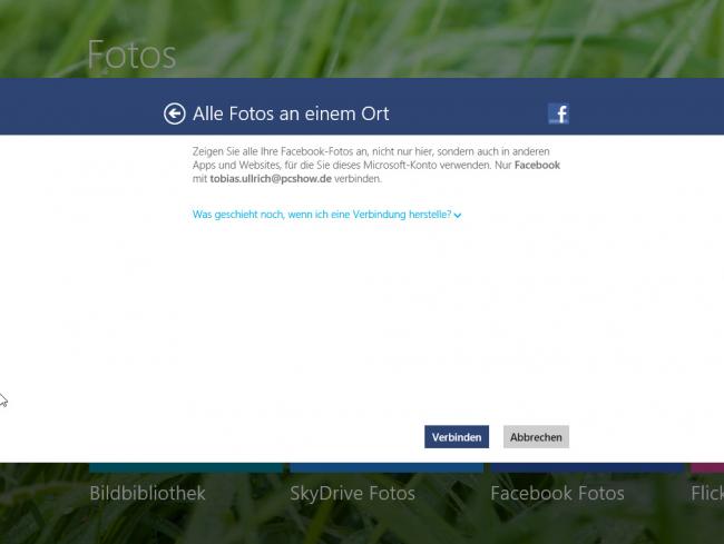 Windows 8 RP: Übernahme der Facebook-Bilder in die Fotos App