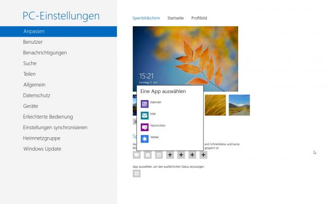 Windows 8 RP PC-Einstellungen: Anpassen