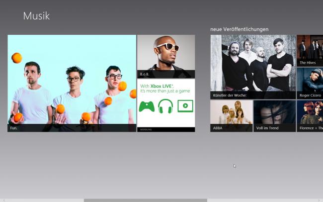 Windows 8 RP: Musik App