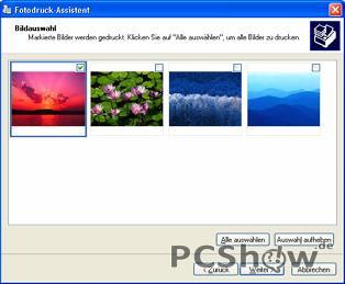 Fotodruck-Assistent für die Bildauswahl