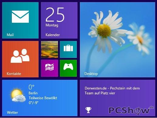Neue Kachelgrößen bei Windows Blue