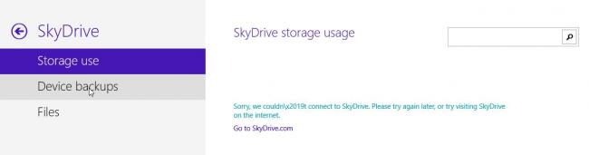 SkyDrive-Einstellungen unter Windows Blue