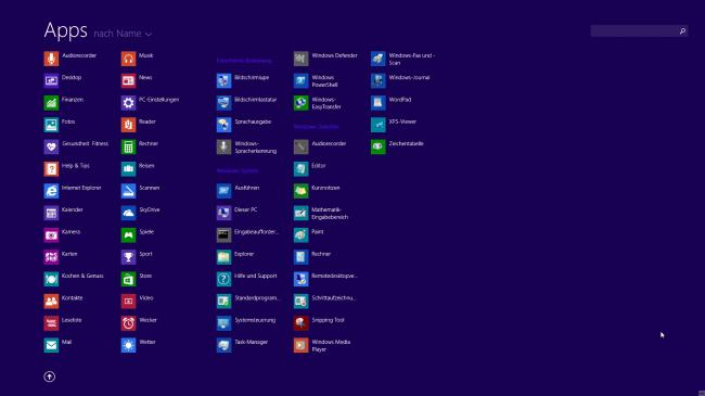 Windows 8.1: Alle Apps per Wisch nach oben