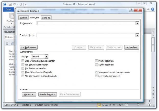Text ersetzen in Word 2010