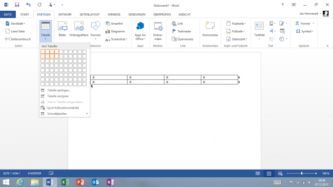 Tabellen in Word erstellen