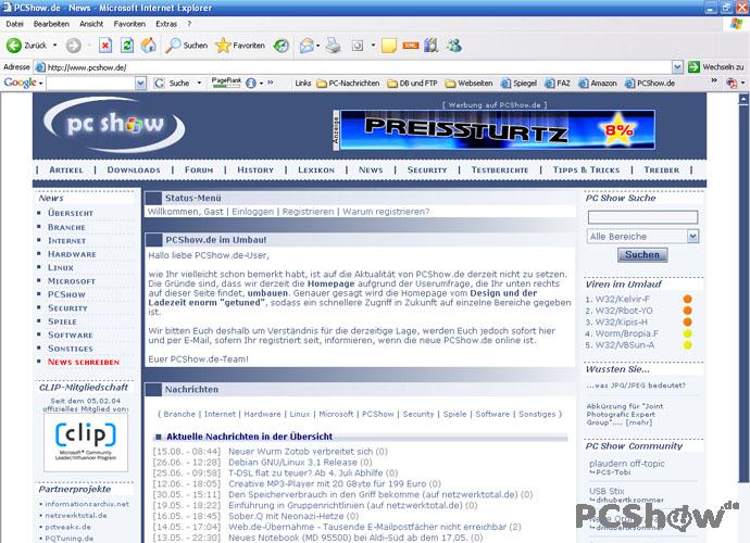 PCShow.de Startseite am 24.11.2004
