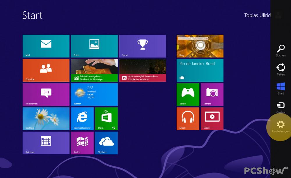 Windows 8 Charms Bar - Einstellungen