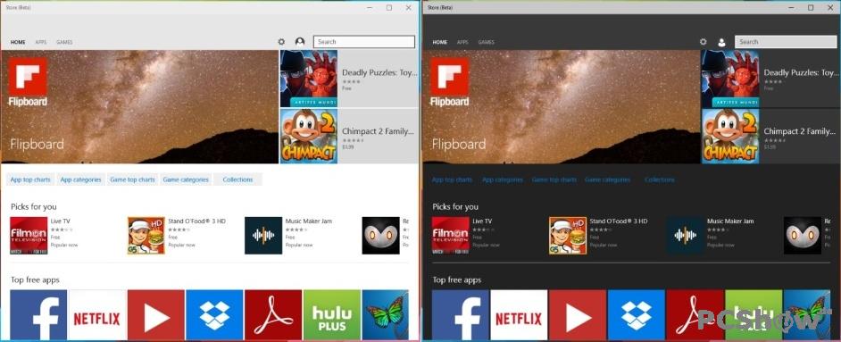 Windows 10 Store in heller und dunkler OberflÃƒÂ¤che