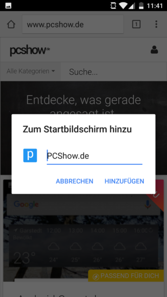 Verknüpfung erstellen in Android 6