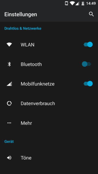 Einstellungen in Android 6