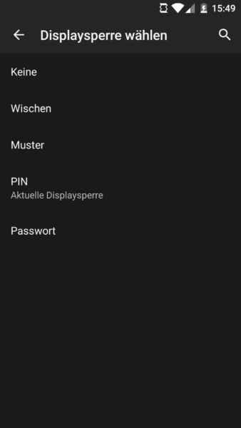 Displaysperre wählen in Android 6