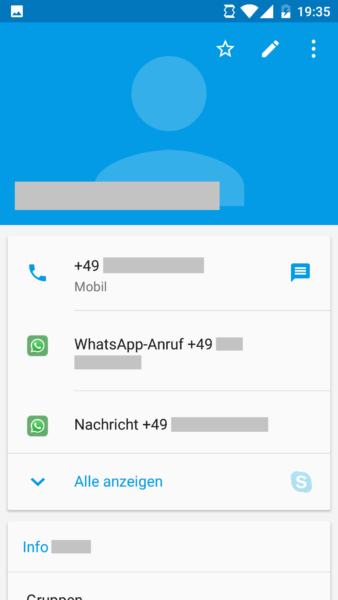 Kontaktinformationen in Android 6