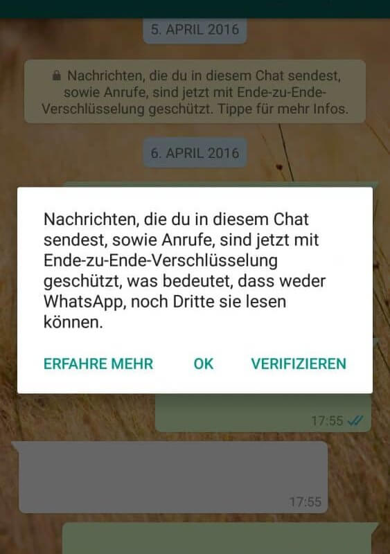 WhatsApp mit Ende-zu-Ende-Verschlüsselung