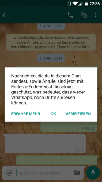 WhatsApp mit Ende-zu-Ende-Verschlüsselung