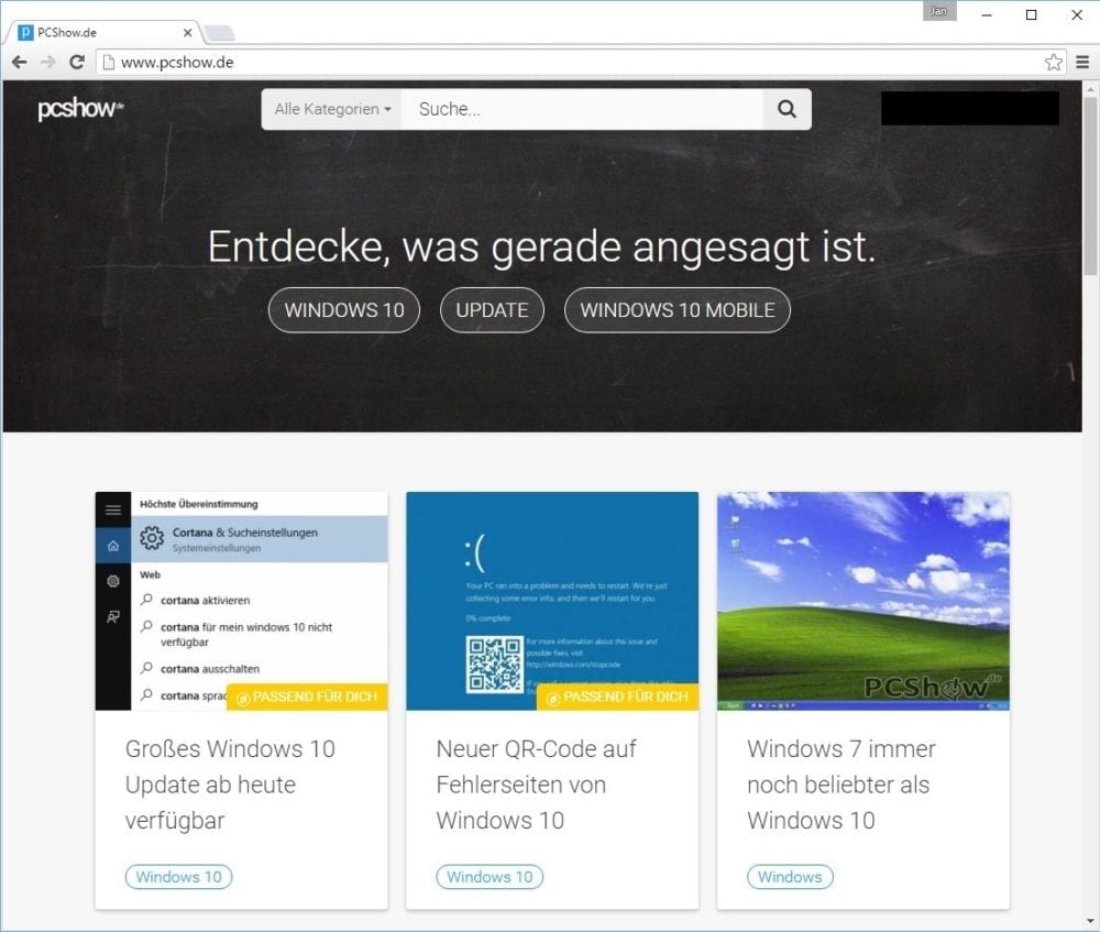 Google Chrome in Windows 10