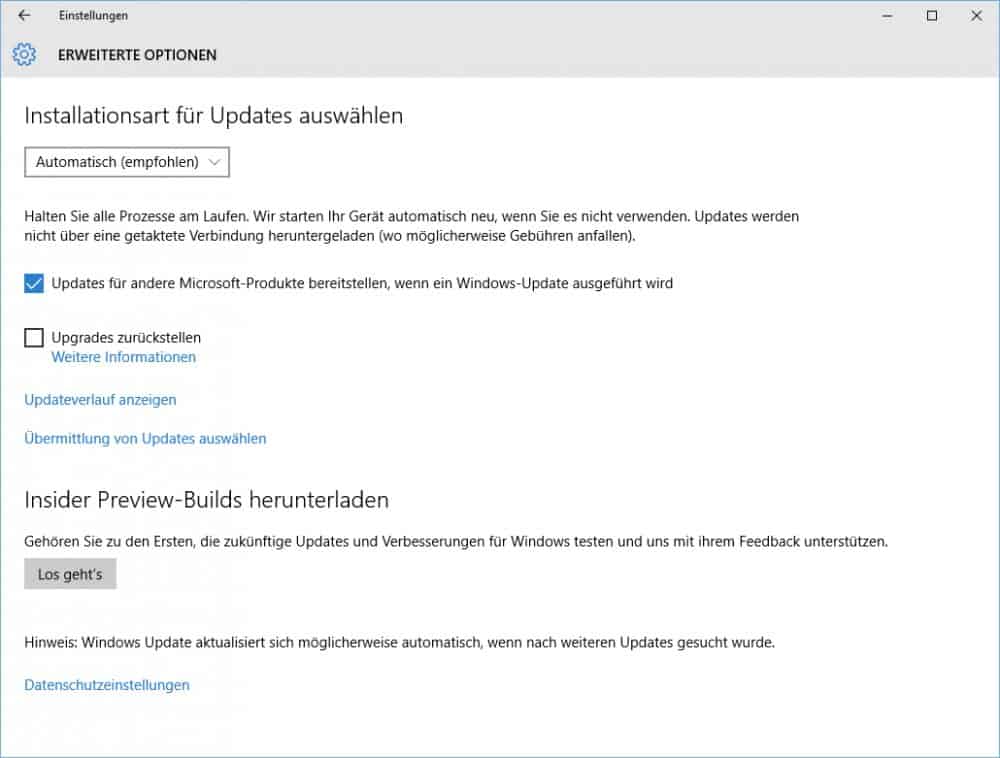 Automatische Updates in Windows 10 einstellen