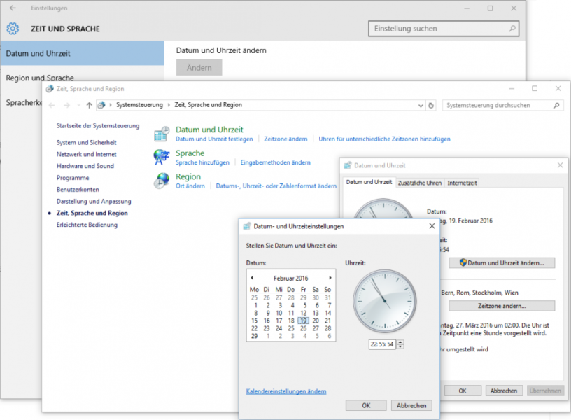 Datum und Uhrzeit in Windows 10 ändern