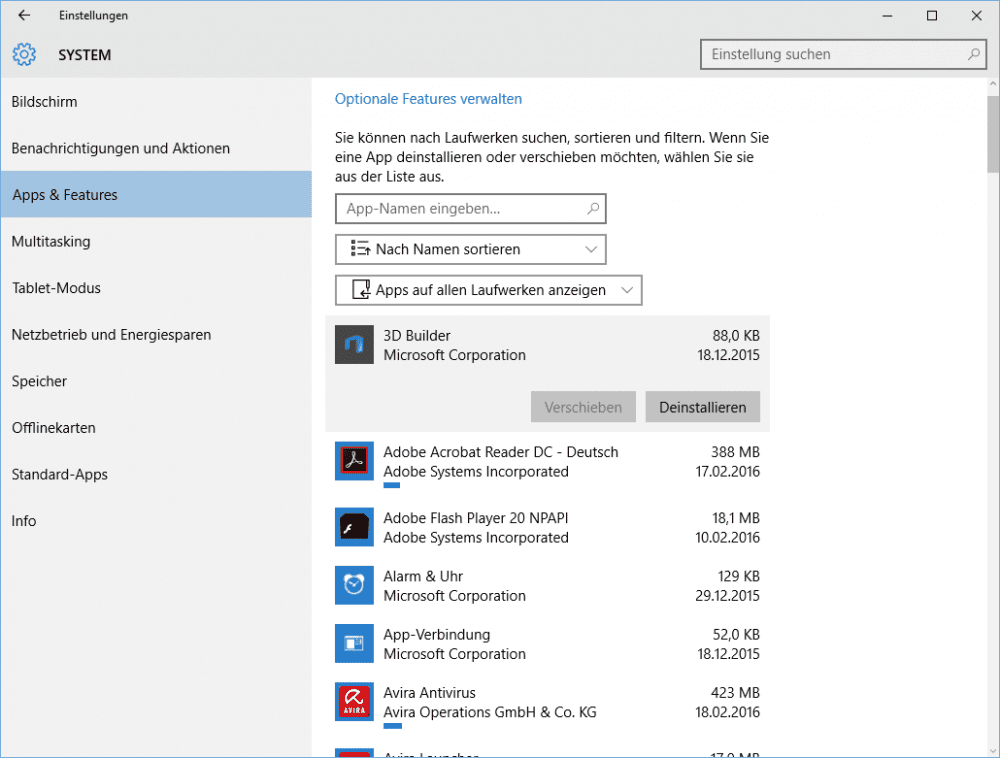 Programm löschen in Windows 10 - PCShow.de