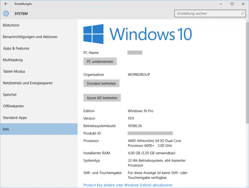 Windows 10 Systeminfo