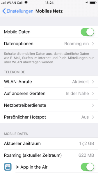 iPhone Roamingskosten sparen