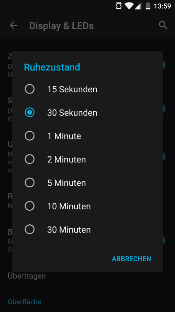 Android Akku Ruhezustand einstellen