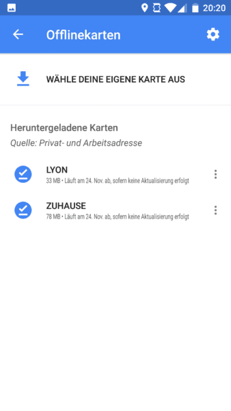 Google Maps Karten offline