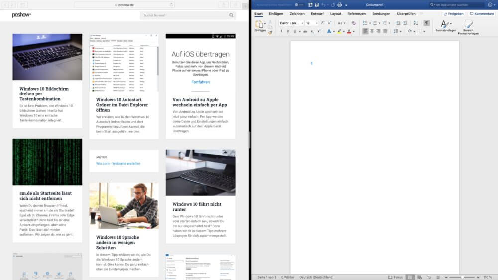 Mac Fenster anordnen mit Split View PCShow.de