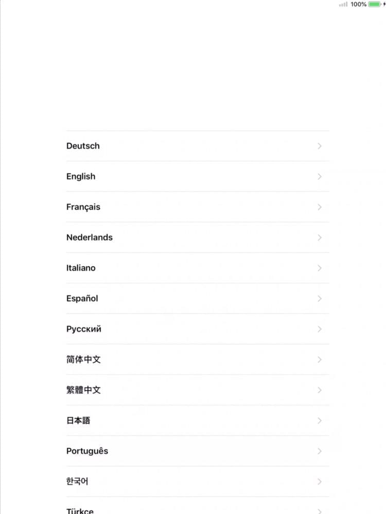 Beim iPad einrichten die Sprache wählen