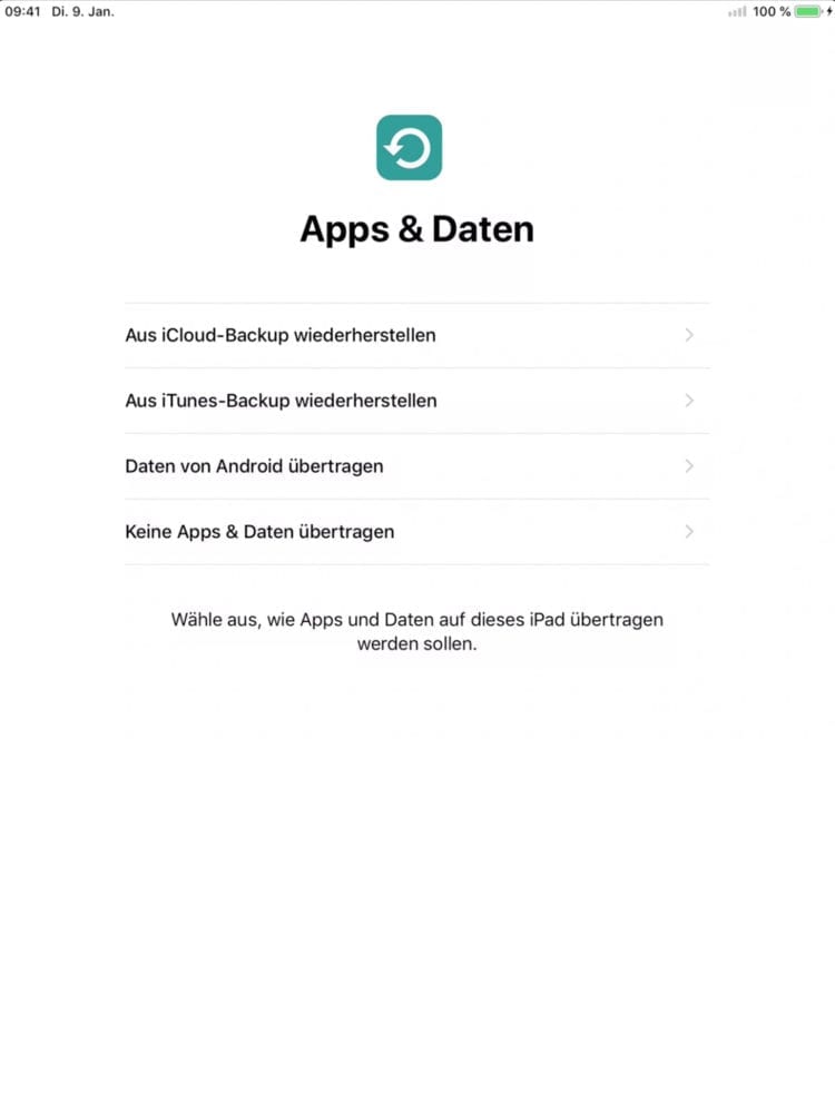 Neues iPad einrichten per Backup