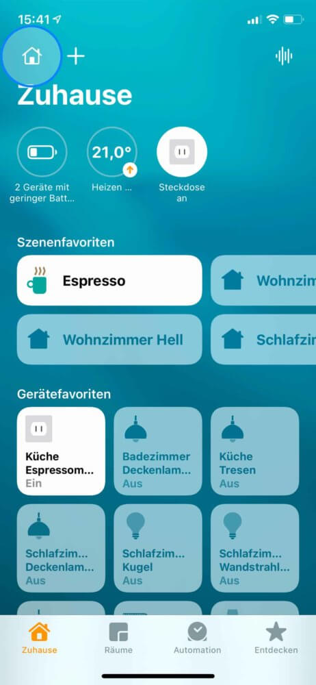 Home App öffnen