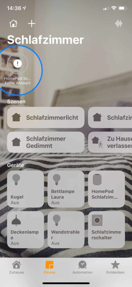 HomePod antwortet nicht wird angezeigt