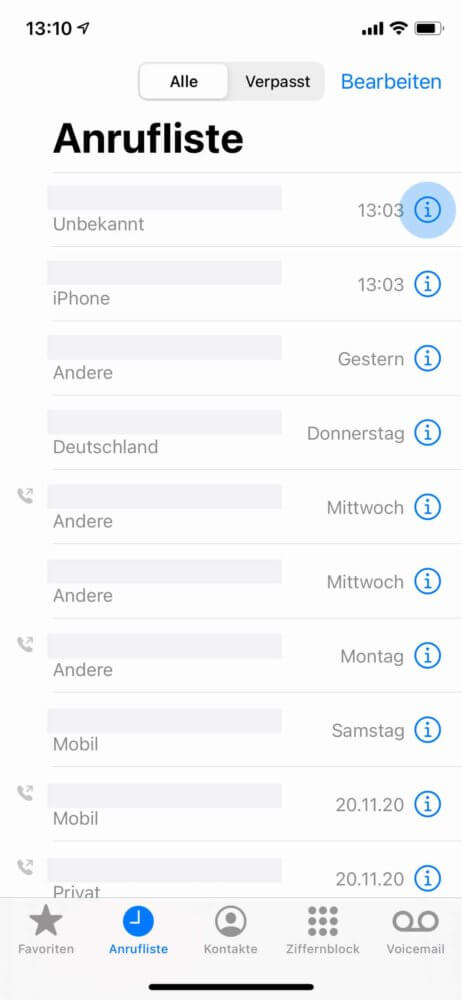 iPhone Nummer auswählen