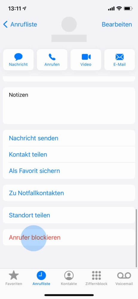 iPhone Nummer blockieren