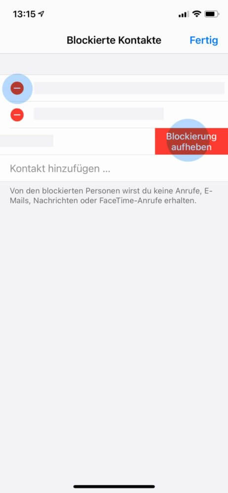 iPhone Nummer blockieren aufheben