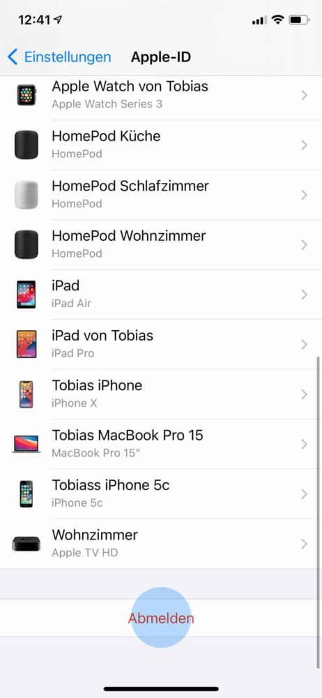 Von iCloud abmelden