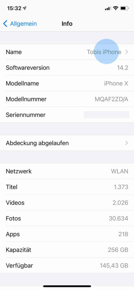 Namen wählen und iPhone umbenennen