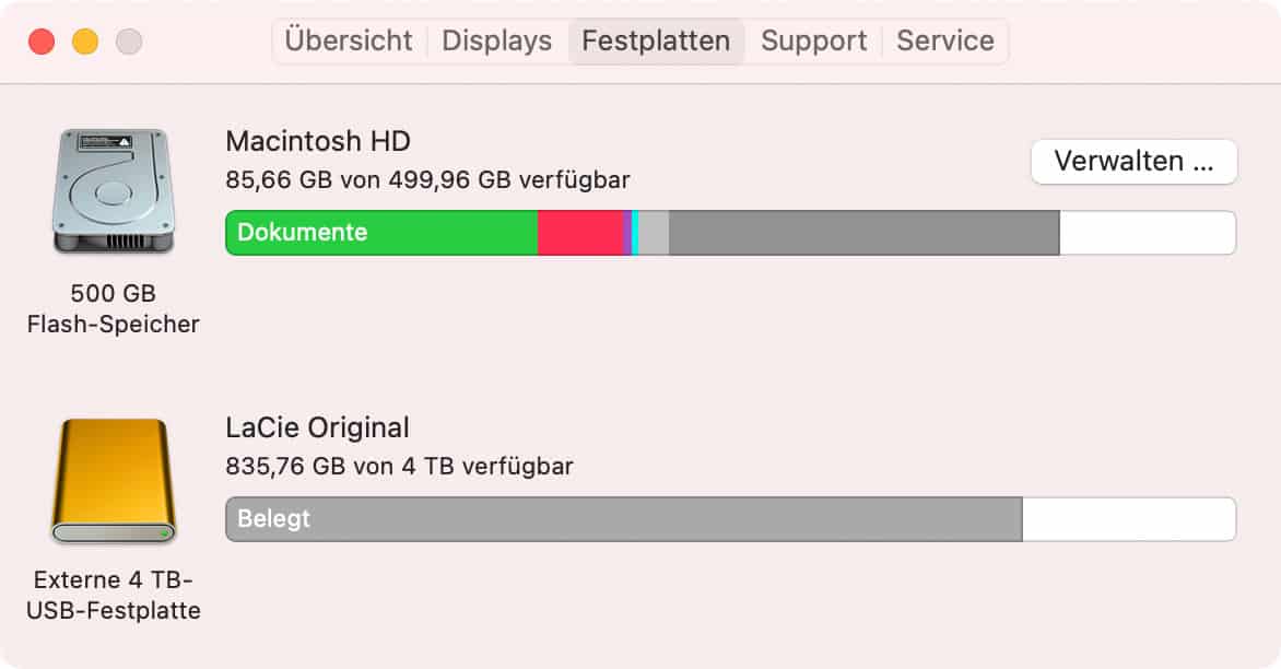 MacBook Speicher verwalten