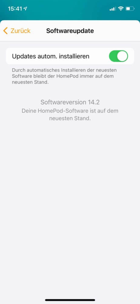 Automatische Updates beim HomePod einrichten aktivieren