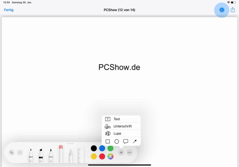 iPad PDF bearbeiten durch Markieren-Funktion