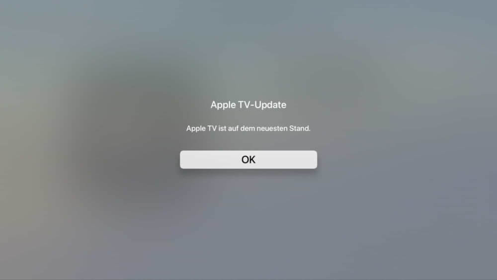 Apple TV Update installieren abgeschlossen